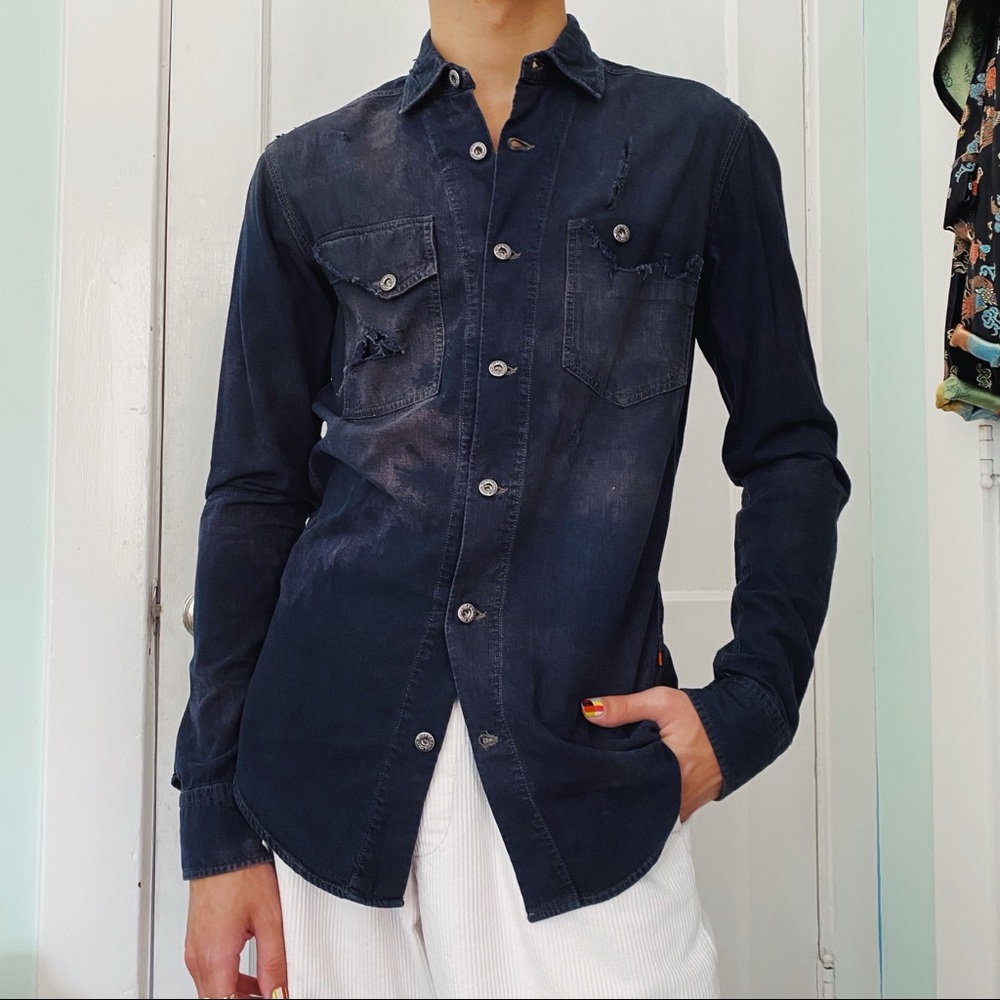 Hugo Boss Dark Soft Denim Small Tailored Shirt